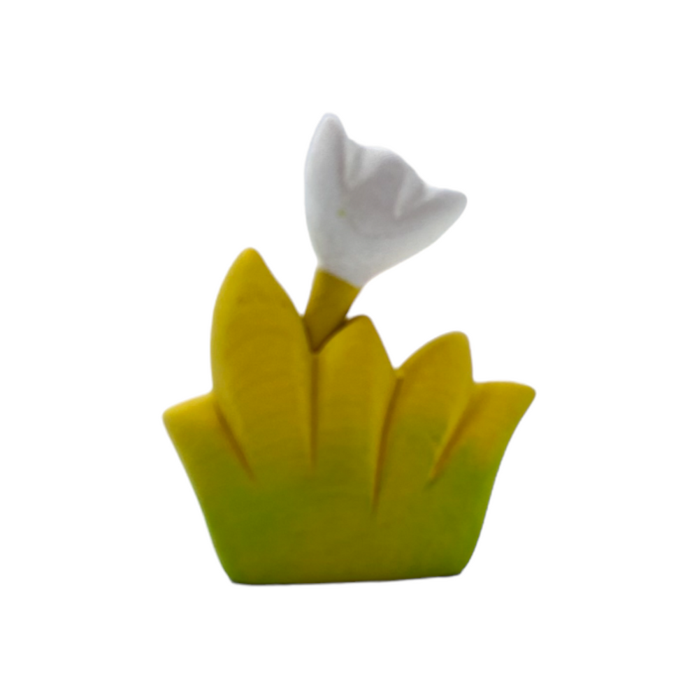 Handcrafted Open Ended Wooden Toy Tree and Landscaping - Grass with White Flower Small
