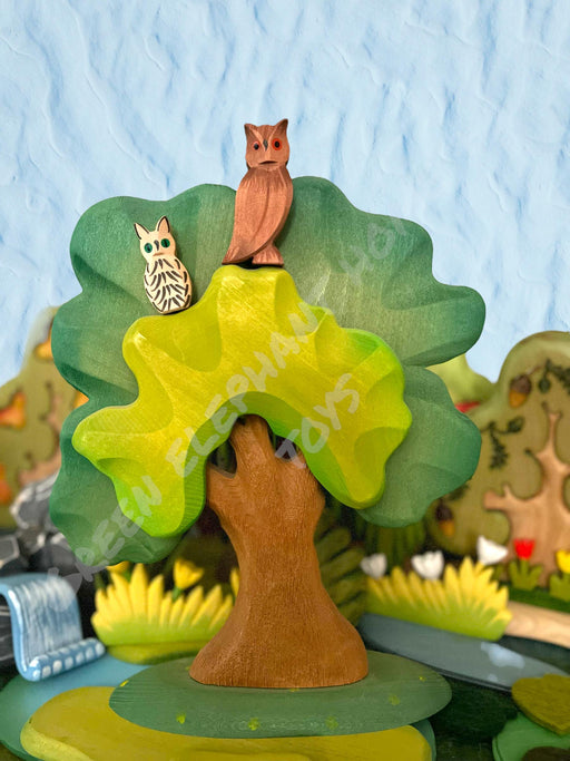Handcrafted Open Ended Wooden Toy Animal - Owl white