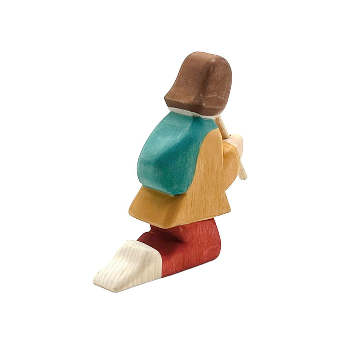 Handcrafted Open Ended Wooden Toy Figure Family - Shepherd Playing Flute