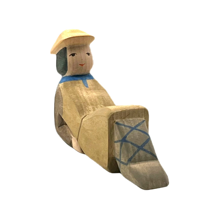 Handcrafted Open Ended Wooden Toy Figure Family - Lying Shepherd
