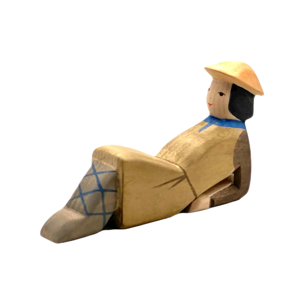 Handcrafted Open Ended Wooden Toy Figure Family - Lying Shepherd