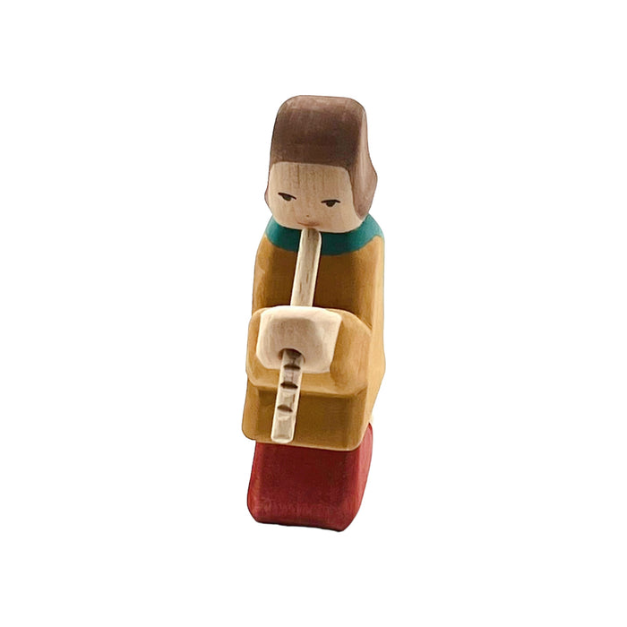 Handcrafted Open Ended Wooden Toy Figure Family - Shepherd Playing Flute