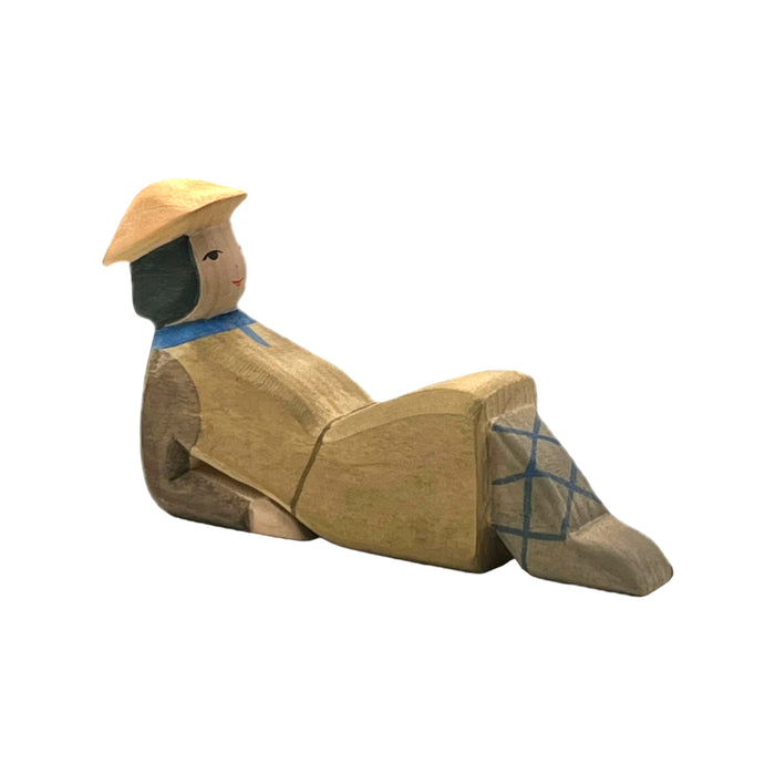 Handcrafted Open Ended Wooden Toy Figure Family - Lying Shepherd