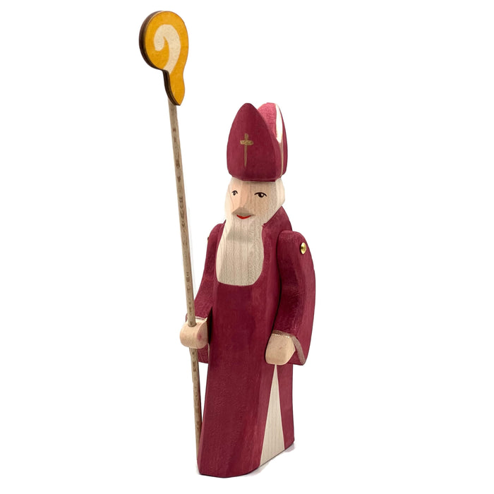 Handcrafted Open Ended Wooden Toy Figure Family - St Nicholas with Staff II