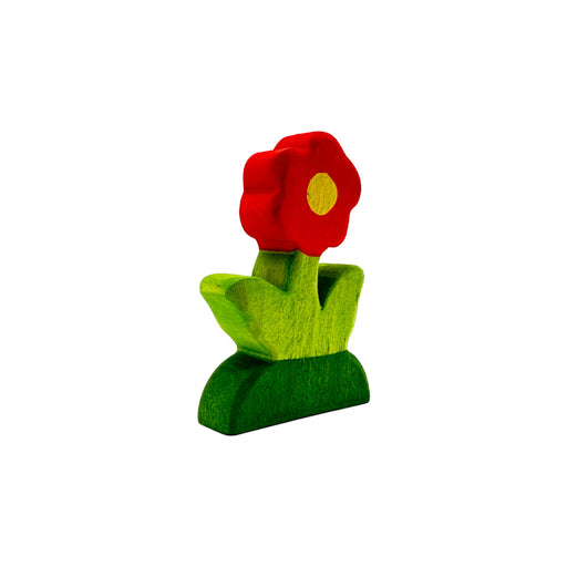 Handcrafted Open Ended Wooden Toy Tree and Landscaping - Red Flower