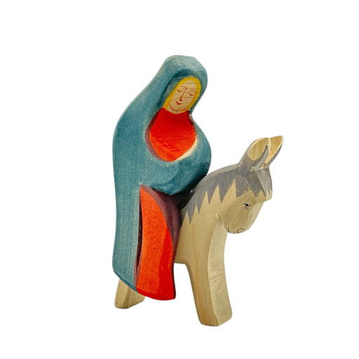 Handcrafted Open Ended Wooden Toy Figure Family - Mary on Donkey 2 Pieces