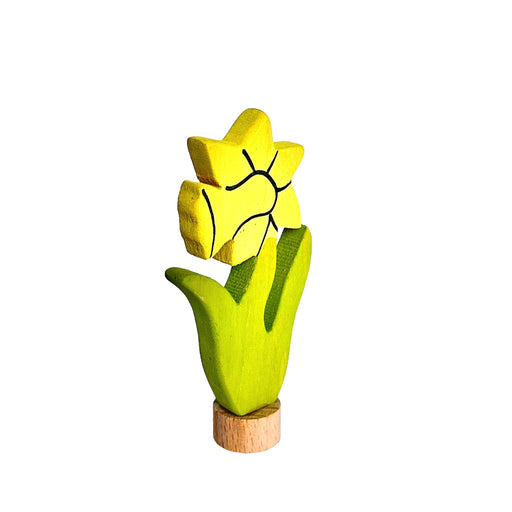 Handcrafted Open Ended Wooden Birthday Ring Ornament - Daffodil Flower
