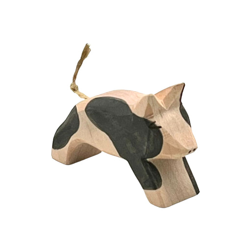 Handcrafted Open Ended Wooden Toy Farm Animal - Spotted Piglet running