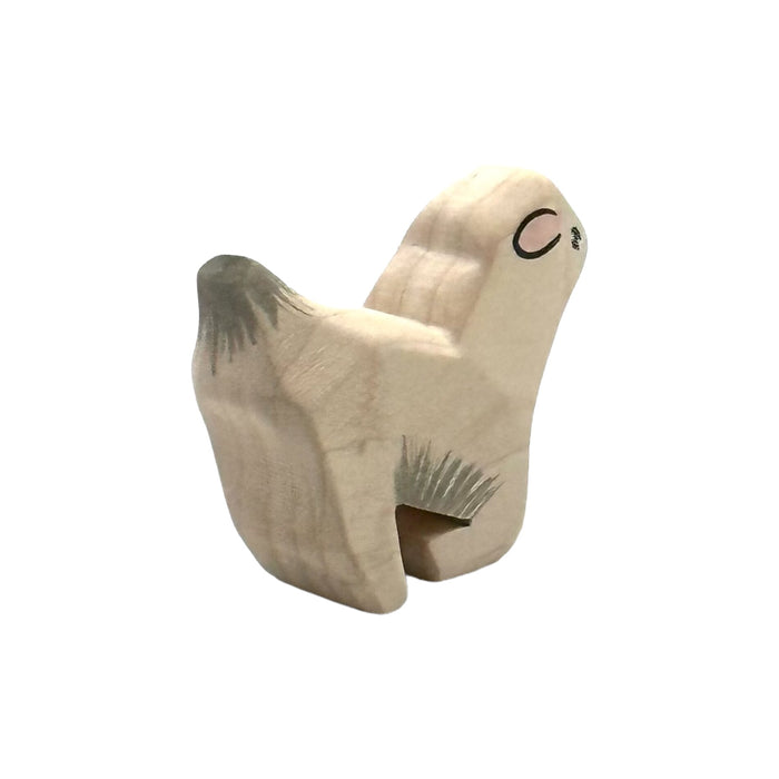 Handcrafted Open Ended Wooden Toy Farm Animal - Goat Kneeling (Miniature)