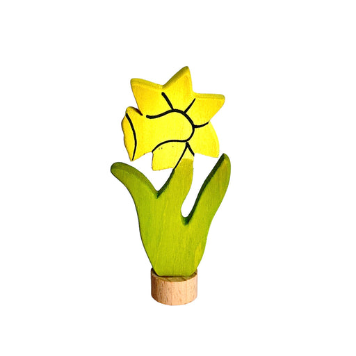 Handcrafted Open Ended Wooden Birthday Ring Ornament - Daffodil Flower