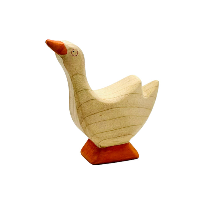 Handcrafted Open Ended Wooden Toy Farm Animal - Goose Head High
