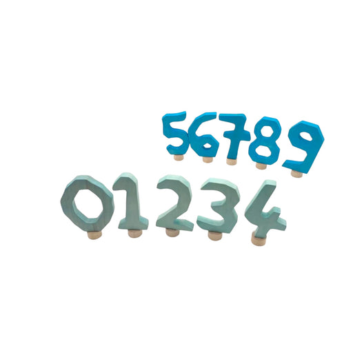 Handcrafted Open Ended Wooden Birthday Ring Numbers - Set of 0 to 9 Blue (10 Pieces)