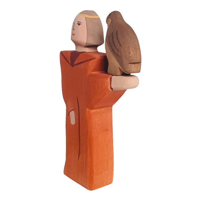 Handcrafted Open Ended Wooden Toy Figure Family - Falconer & Falcon Set