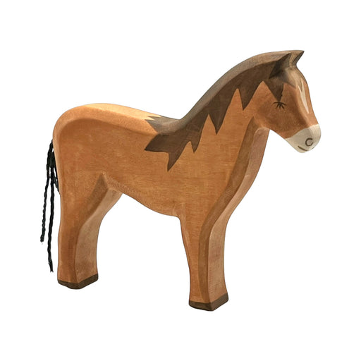 Handcrafted Open Ended Wooden Toy Farm Animal - Horse brown