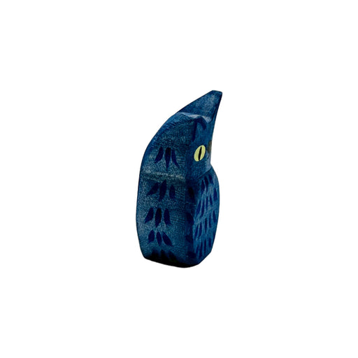 Handcrafted Open Ended Wooden Toy Animal - Owl blue
