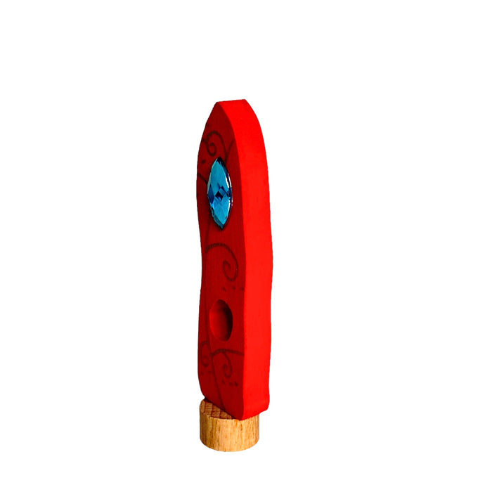 Handcrafted Open Ended Wooden Birthday Ring Ornament - Red Tower Drop