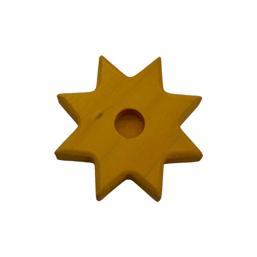 Handcrafted Open Ended Wooden Birthday Ring - Birthday Star Candleholder Yellow