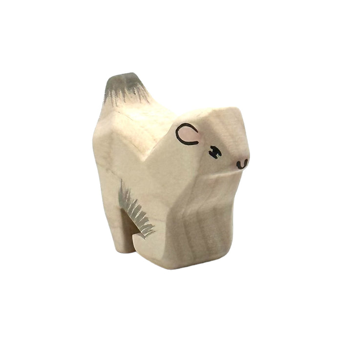 Handcrafted Open Ended Wooden Toy Farm Animal - Goat Kneeling (Miniature)
