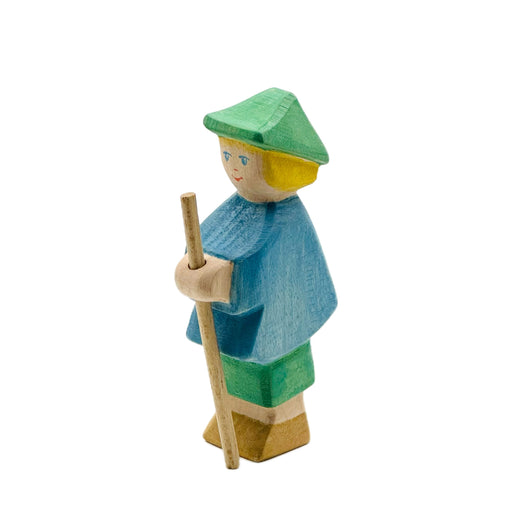Handcrafted Open Ended Wooden Toy Figure Family - Shepherd Boy Small
