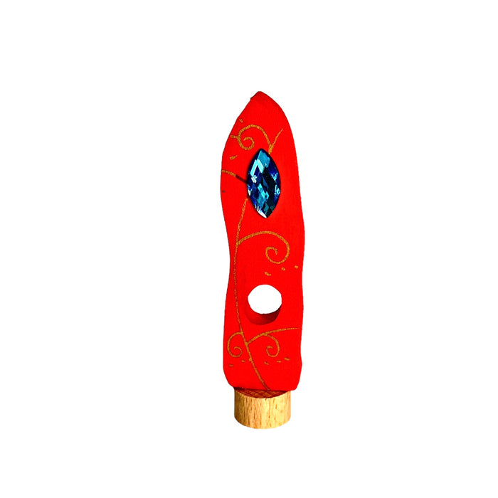 Handcrafted Open Ended Wooden Birthday Ring Ornament - Red Tower Drop