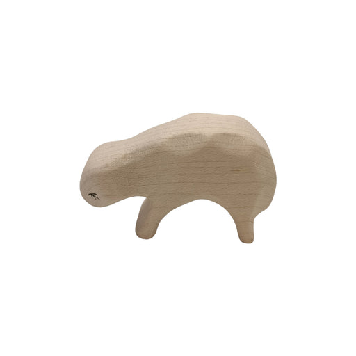 Handcrafted Open Ended Wooden Toy Farm Animal - Sheep Eating (Miniature)