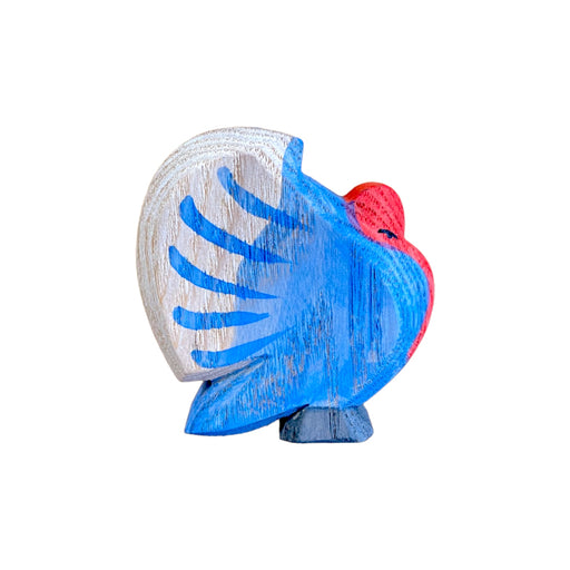 Handcrafted Open Ended Wooden Toy Farm Animal - Turkey Blue