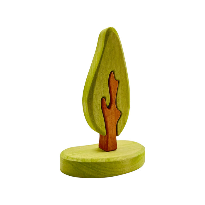 Handcrafted Open Ended Wooden Toy Tree and Landscaping - Small Poplar Tree with Base