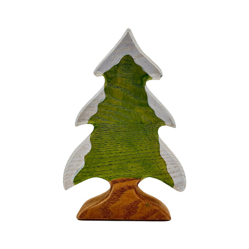 Handcrafted Open Ended Wooden Toy Tree and Landscaping - Snowy Fir Tree