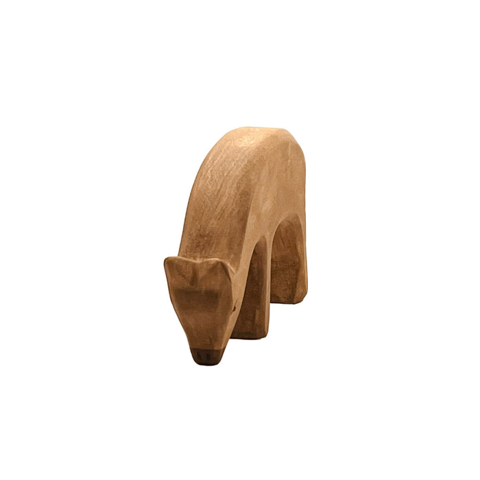 Handcrafted Open Ended Wooden Toy Animal - Red Deer eating