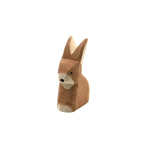 Handcrafted Open Ended Wooden Toy Animal - Rabbit brown sitting I