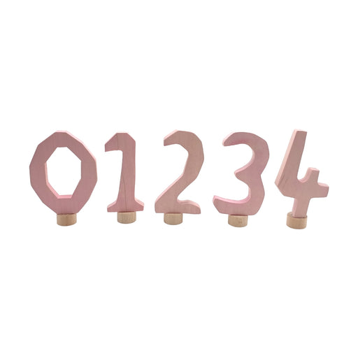 Handcrafted Open Ended Wooden Birthday Ring Numbers - Set of 0 to 9 Pink (10 Pieces)