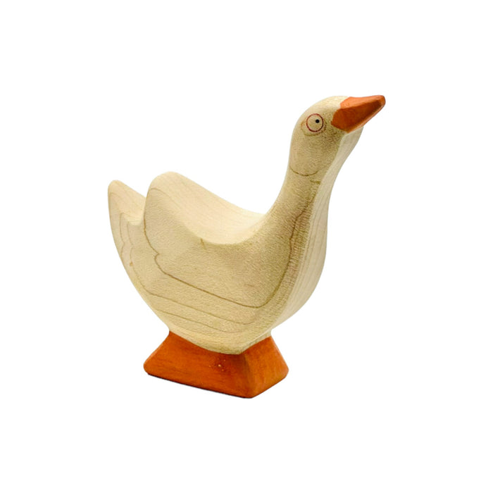 Handcrafted Open Ended Wooden Toy Farm Animal - Goose Head High