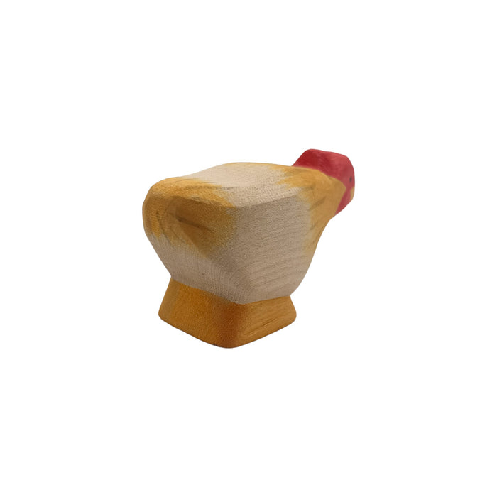 Handcrafted Open Ended Wooden Toy Farm Animal - Hen ochre long