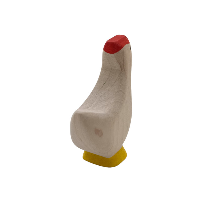 Handcrafted Open Ended Wooden Toy Farm Animal - Hen white up