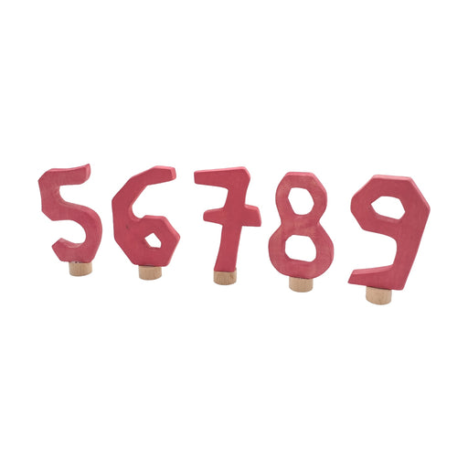 Handcrafted Open Ended Wooden Birthday Ring Numbers - Set of 5 to 9 Pink (5 Pieces)