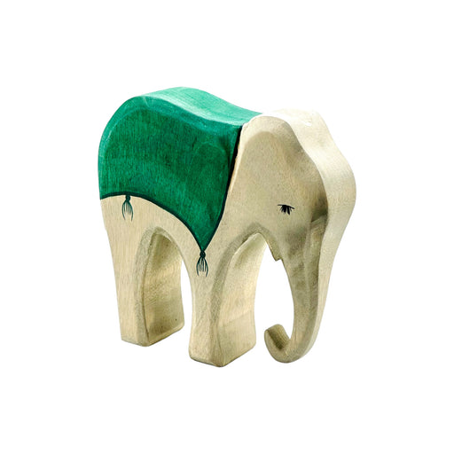 Handcrafted Open Ended Wooden Toy Animal - Elephant with Saddle