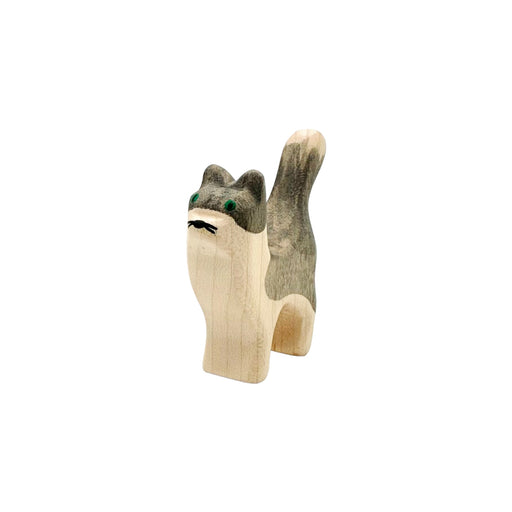 Handcrafted Open Ended Wooden Toy Farm Animal - Cat small head up