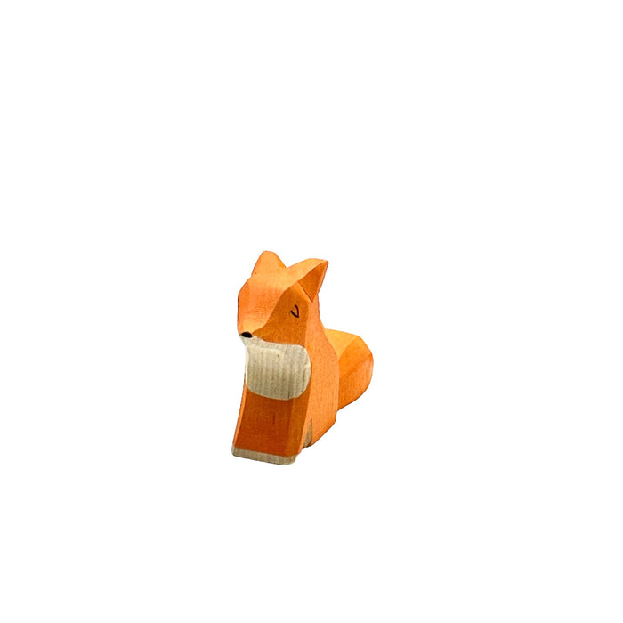 Handcrafted Open Ended Wooden Toy Animal - Fox small sitting