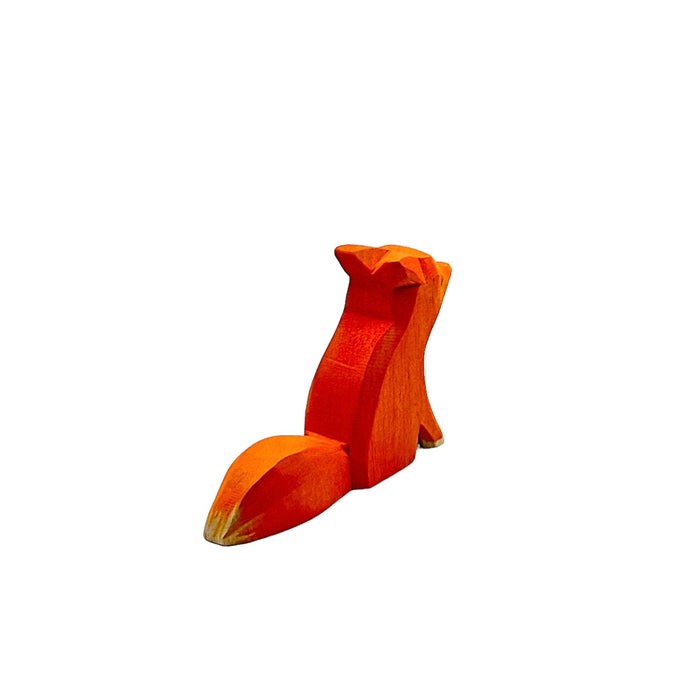 Handcrafted Open Ended Wooden Toy Animal - Fox small sitting
