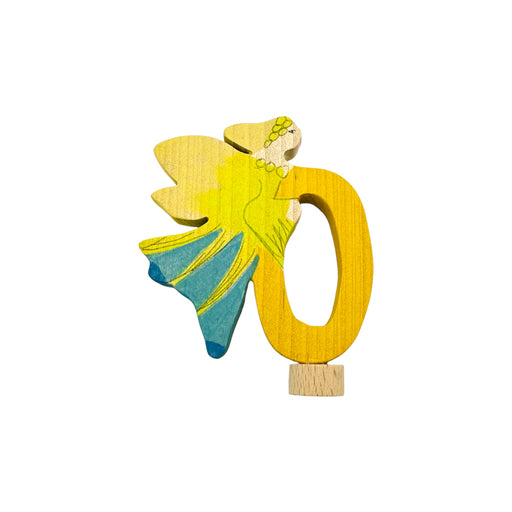 Handcrafted Open Ended Wooden Birthday Ring Number - Fairy Tale Number 0 Fairy