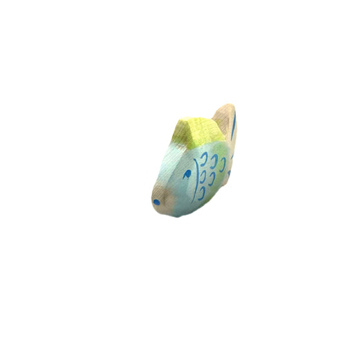 Handcrafted Open Ended Wooden Toy Animal - Fish blue