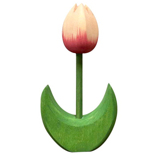 Handcrafted Open Ended Wooden Toy Tree and Landscaping - Tulip Flower Large Pink Close