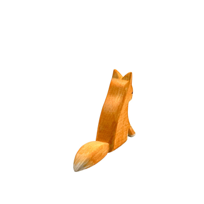 Handcrafted Open Ended Wooden Toy Animal - Fox sitting