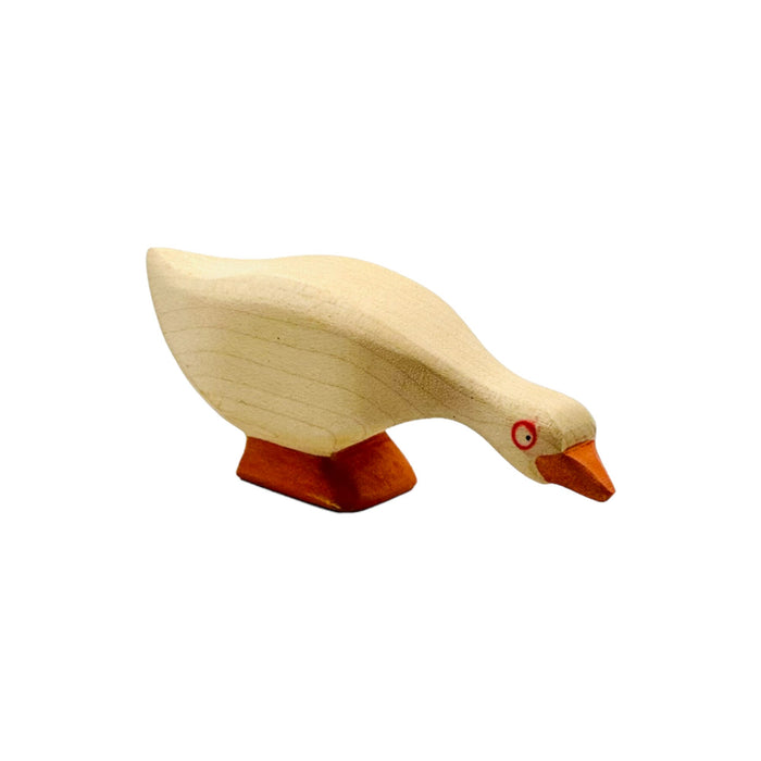 Handcrafted Open Ended Wooden Toy Farm Animal - Goose head low
