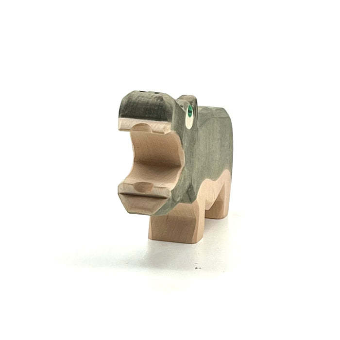 Handcrafted Open Ended Wooden Toy Animal - Hippopotamus Open Mouth
