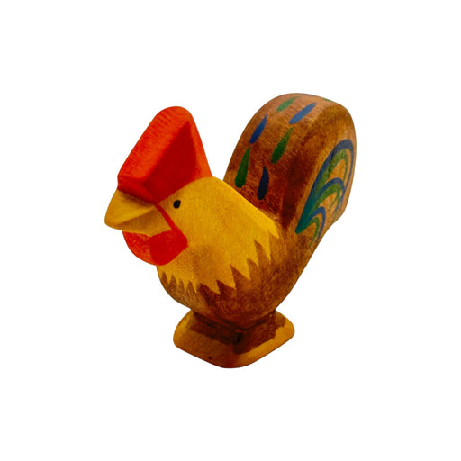 Handcrafted Open Ended Wooden Toy Farm Animal - Rooster Brown