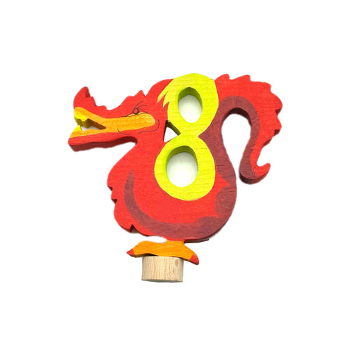 Handcrafted Open Ended Wooden Birthday Ring Number - Fairy Tale Number 8 Dragon