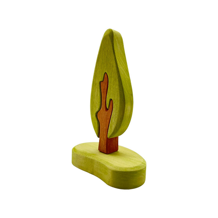 Handcrafted Open Ended Wooden Toy Tree and Landscaping - Small Poplar Tree with Base