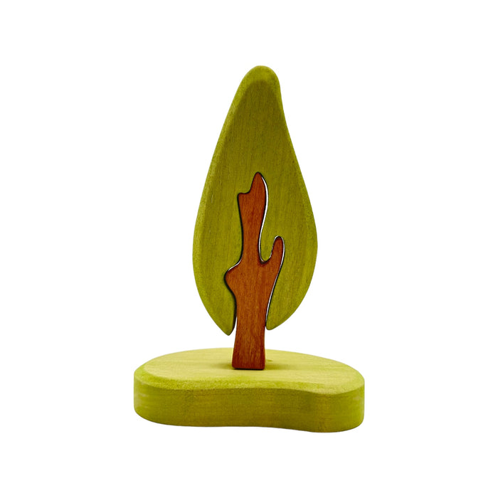 Handcrafted Open Ended Wooden Toy Tree and Landscaping - Small Poplar Tree with Base