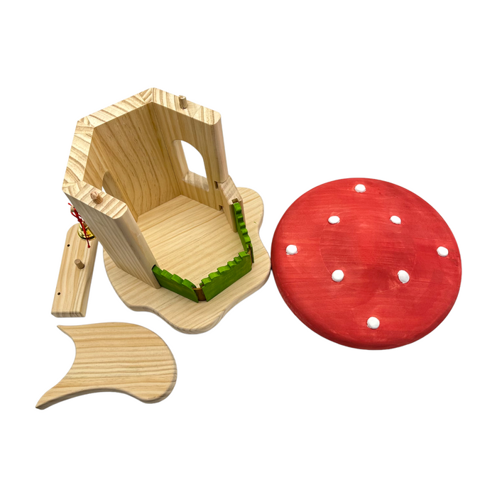 Handcrafted Open Ended Wooden Mushroom House / Dwarf House